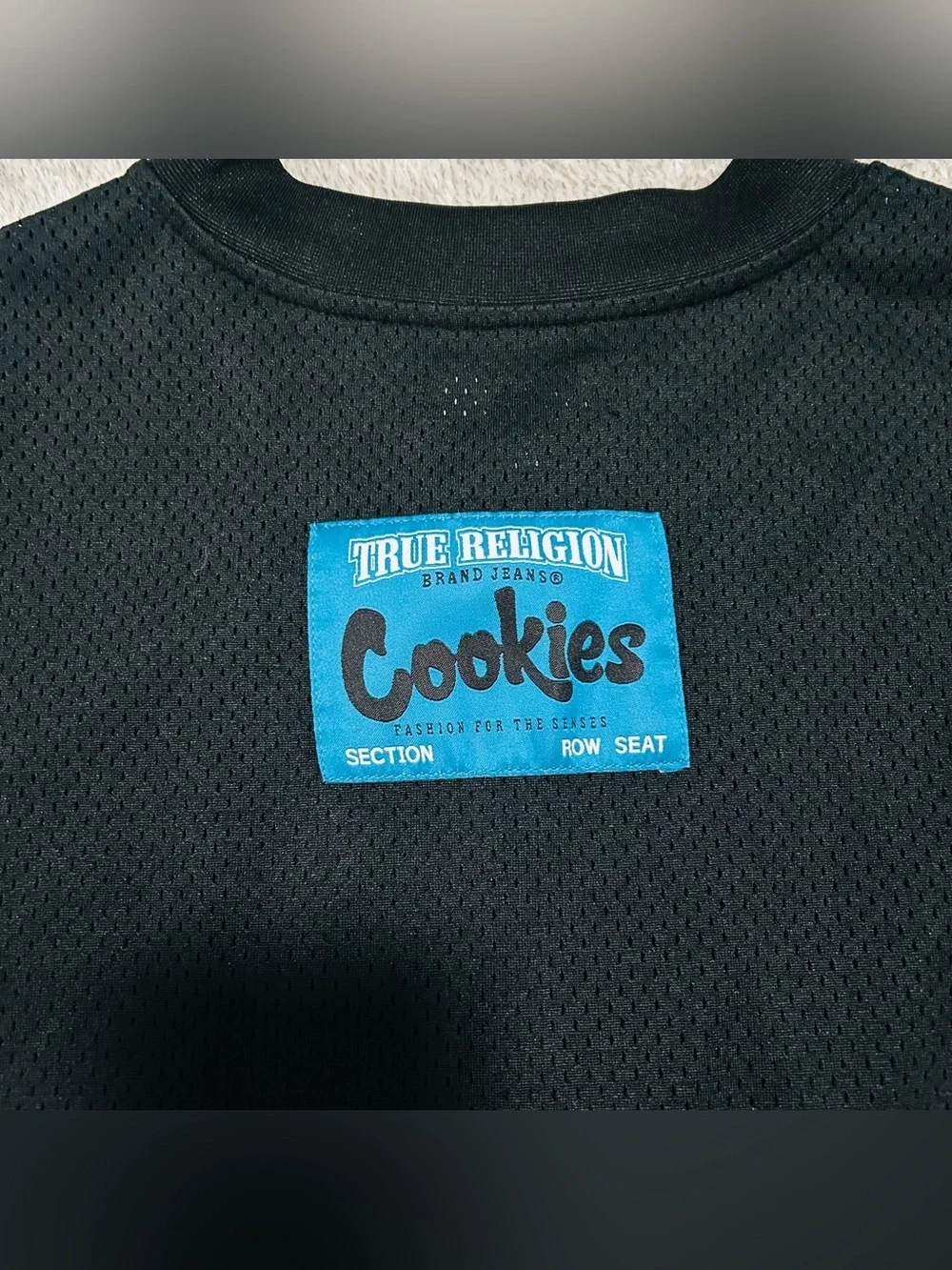 True Religion x Cookies Mesh Jersey Tee Men’s Small Black Blue Streetwear